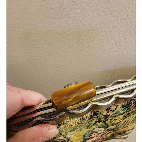 Vintage Look Upholstery Purse Victorian Ladies Garden Gazebo Chain Strap - Picture 12 of 12